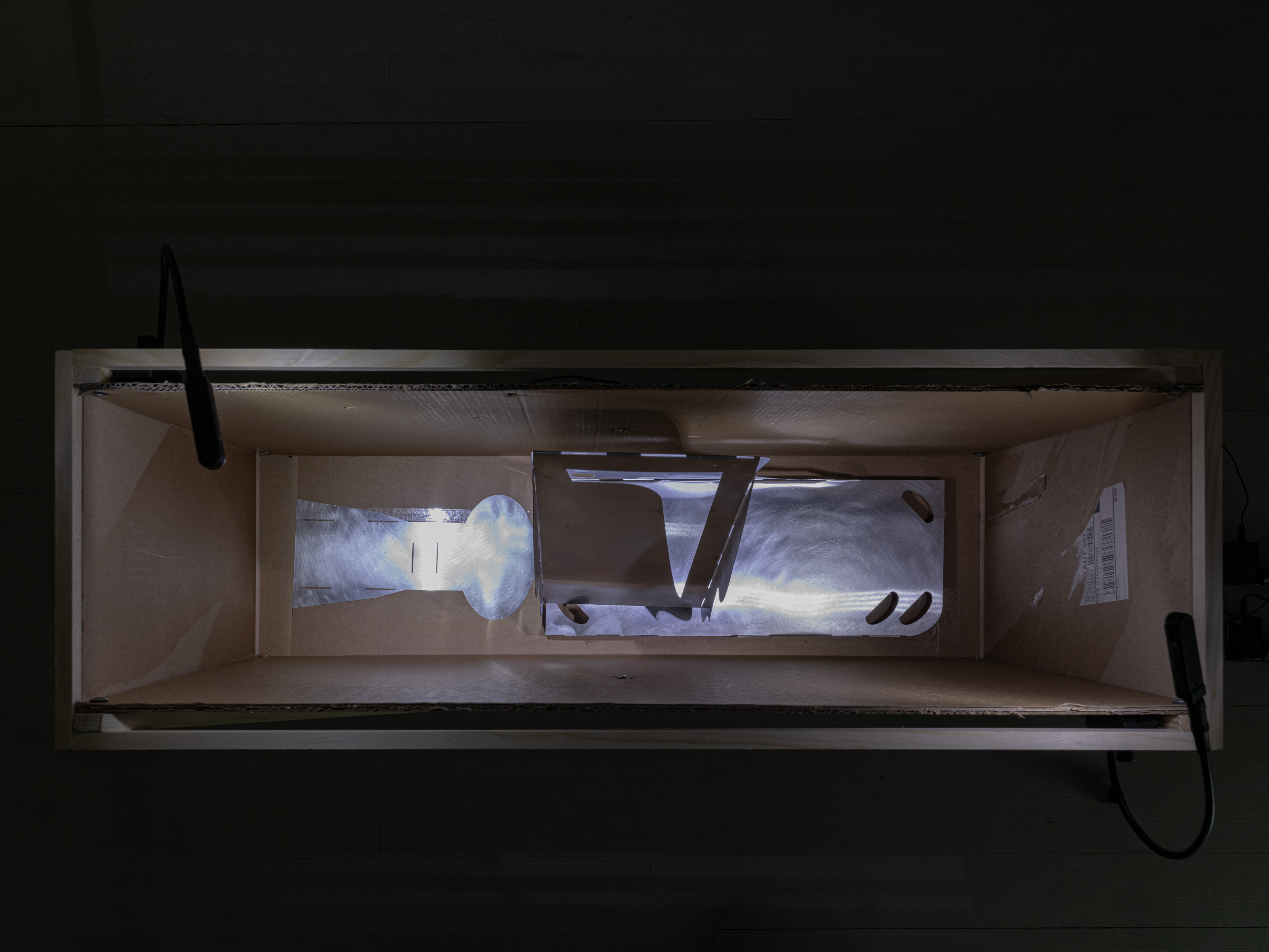 Markus Sworcik, Faltung (f7), Aluminium, Cardboard, Wood, 2026